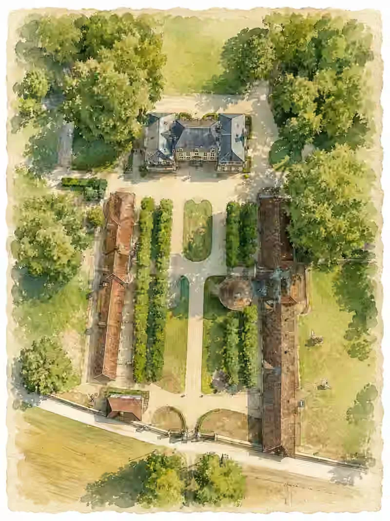 Plan aquarellé du domaine de Foolz